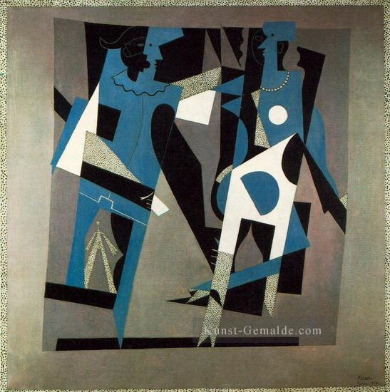Arlequin et Woman au collier 1917 kubist Pablo Picasso Ölgemälde